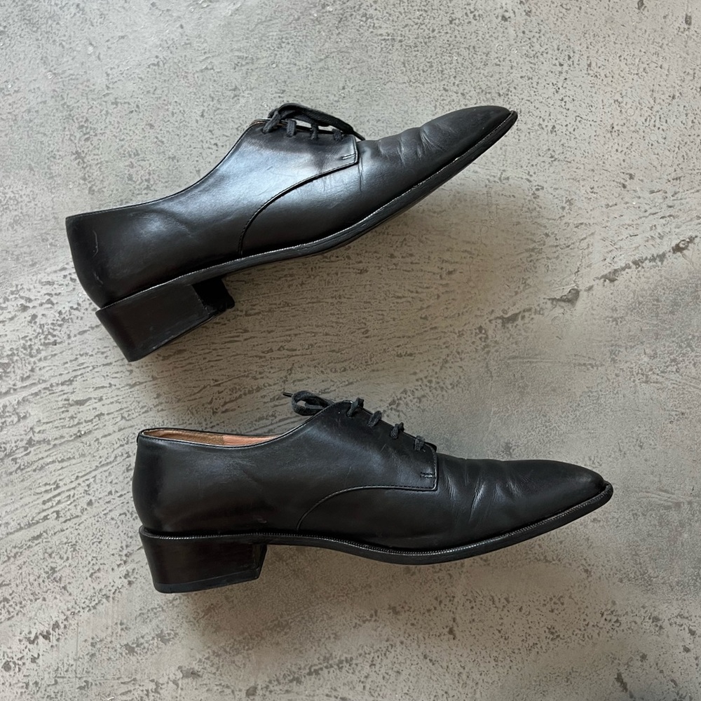 Black Leather Robert Clergerie Oxfords 39 1/2